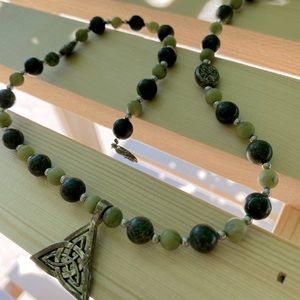 Celtic knot beaded necklace with pendant from Ireland